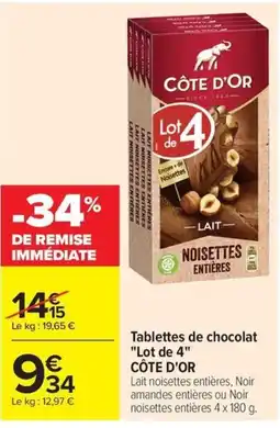 Carrefour Market CÔTE D'OR Tablettes de chocolat offre