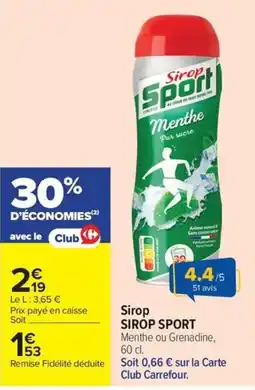 Carrefour Market Sirop Sport offre