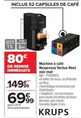 Krups - machine à café nespresso vertuo next noir mat
