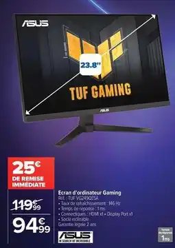 Carrefour Asus - ecran d'ordinateur gaming offre
