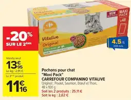 Carrefour Market Companino Pochons pour chat offre