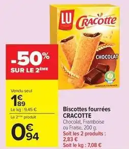 Carrefour Lu - biscottes fourrées offre