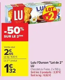 Carrefour Lu - l'ourson lot de 2 offre