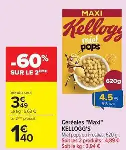 Carrefour Miel pops - céréales maxi offre