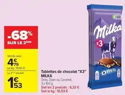 Carrefour Milka - tablettes de chocolat x3 offre