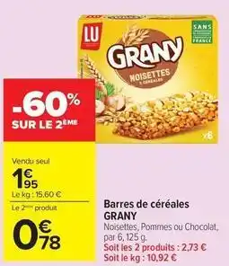 Carrefour Lu - barres de céréales offre