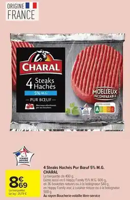 Carrefour Charal - 4 steaks hachés pur beouf 5% m.g offre