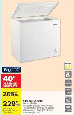 Carrefour Frigelux - congelateur coffre offre