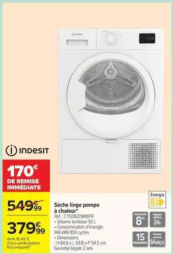 Indesit - sèche linge pompe a chaleur