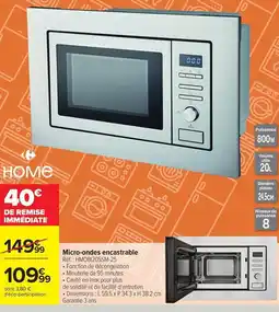 Carrefour Micro-ondes encastrable offre