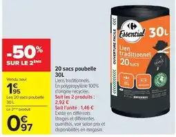 Carrefour Market 20 sacs poubelle offre