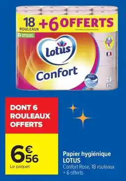 Carrefour Market LOTUS Papier hygiénique Confort Rose offre
