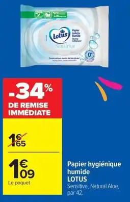 Carrefour Market LOTUS Papier hygiénique humide offre