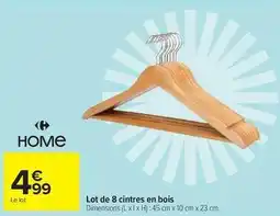 Carrefour Market Lot de 8 cintres en bois offre