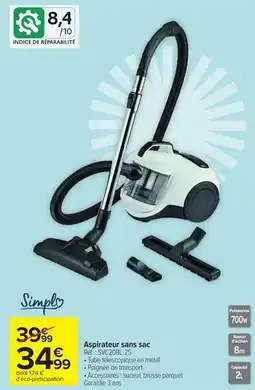 Carrefour Market Simply - aspirateur sans sac offre