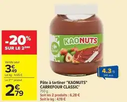 Carrefour Market Carrefour - pâte à tartiner kaonuts classic' offre