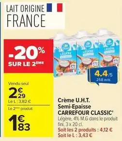 Carrefour Market Carrefour - crème u.h.t. semi-epaisse offre