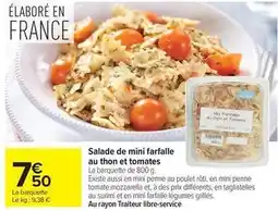 Carrefour Market Salade de mini farfalle au thon et tomates offre