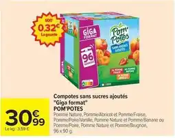 Carrefour Market Pom'potes - compotes sans sucres ajoutés giga format offre