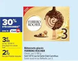 Carrefour FERRERO ROCHER Bâtonnets glacés offre