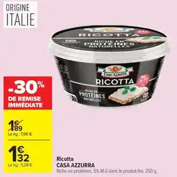 Carrefour CASA AZZURRA Ricotta offre