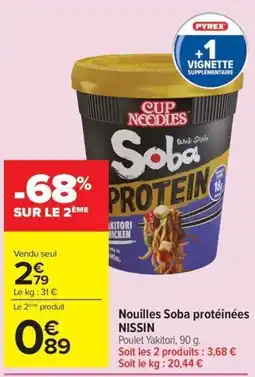 Carrefour CUP NOODLES Nouilles Soba protéinées offre