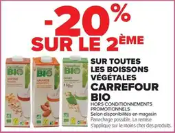 Carrefour Carrefour Bio Sur toutes les boissons végétales offre