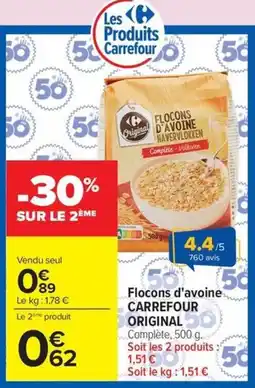 Carrefour Carrefour Flocons d'avoine Original offre
