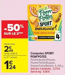 Carrefour Pom'Potes Compotes SPORT offre