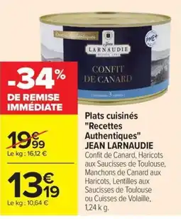 Carrefour JEAN LARNAUDIE CONFIT DE CANARD offre
