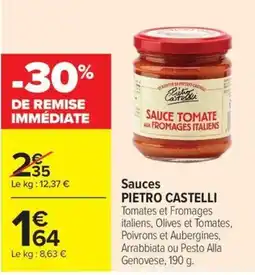 Carrefour PIETRO CASTELLI Sauce Tomate aux Fromages Italiens offre