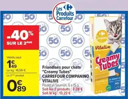 Carrefour Carrefour companino vitalive creamy tubes friandises pour chats offre