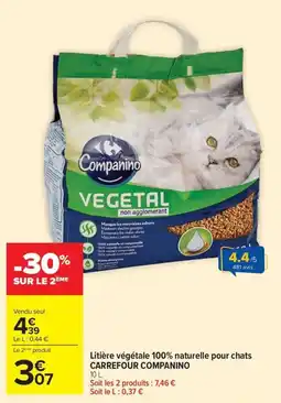 Carrefour Companino Litière végétale offre