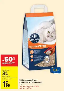 Carrefour Companino Litière agglomérante offre