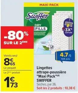 Carrefour Swiffer Lingettes attrape-poussière offre