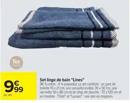 Carrefour Tex HOME Set linge de bain "Lines" offre