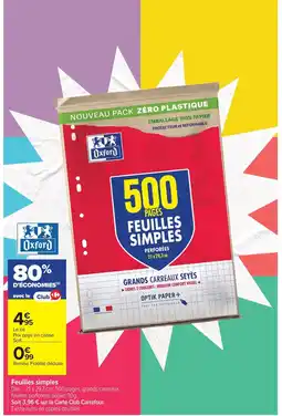 Carrefour Oxford Feuilles simples offre
