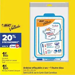 Carrefour BIC Velleda Ardoise effaçable à sec offre
