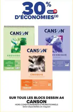Carrefour Canson Bloc dessin A4 offre