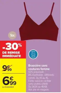 Carrefour Tex Brassière sans coutures femme offre