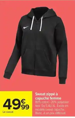 Carrefour Nike Sweat zippé à capuche femme offre