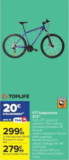 Carrefour TOPLIFE VTT Suspensions 27,5" offre