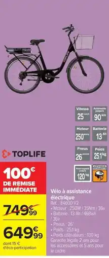 Carrefour TOPLIFE Vélo à assistance électrique offre