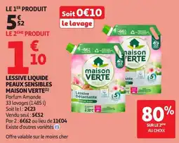 Auchan Direct maison VERTE Lessive Liquide Peaux Sensibles offre