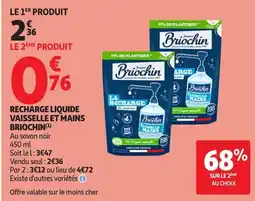 Auchan Direct Brioquin Recharge liquide vaisselle et mains offre