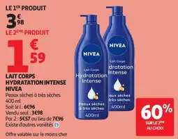 Auchan Direct Nivea lait corps hydratation intense offre