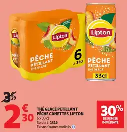 Auchan Direct Lipton THÉ GLACÉ PETILLANT PÊCHE offre