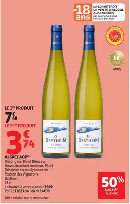 Auchan Direct Bestheim riesling alcase aop offre