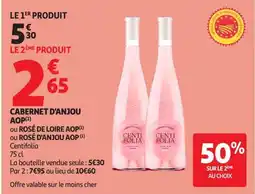 Auchan Direct Centifolia carbernet d;anjou aop ou eose de loire aop ou rose d'anjou aop offre