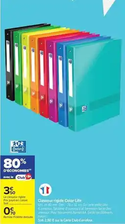 Carrefour Oxford - classeur rigoge color life offre
